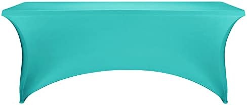 FORLIFE Spandex Table Cover - Fitted 6ft Rectangular Tablecloth, Stretch Patio Table Cover for Wedding, Banquet, Party - Turquoise