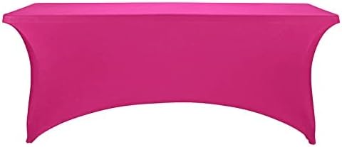 FORLIFE 4Pack Spandex Table Covers，Fitted Tablecloth for Rectangular Tables, Stretch Patio Table Covers, Universal Spandex Table Cover for Wedding, Banquet, Party (6ft, Fuchsia)