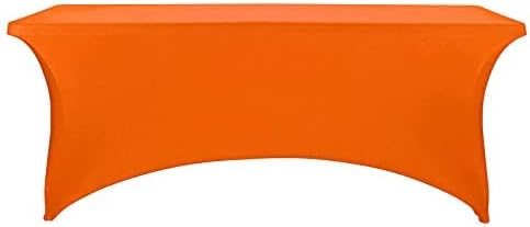 FORLIFE 2Pack Spandex Table Covers，Fitted Tablecloth for Rectangular Tables, Stretch Patio Table Covers, Universal Spandex Table Cover for Wedding, Banquet, Party (6ft, Orange)
