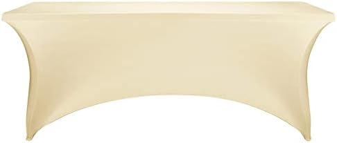 FORLIFE Spandex Table Covers，Fitted Tablecloth for Rectangular Tables, Stretch Patio Table Covers, Universal Spandex Table Cover for Wedding, Banquet, Party (6ft, Champagne)