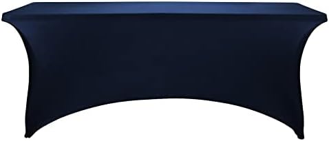 FORLIFE Spandex Table Covers - 4Pack Fitted Tablecloth, Universal 6ft Rectangular Stretch Patio Table Cover, for Wedding, Banquet, Party (Navy)