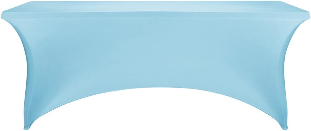 FORLIFE Spandex Table Covers，Fitted Tablecloth for Rectangular Tables, Stretch Patio Table Covers, Universal Spandex Table Cover for Wedding, Banquet, Party (6ft, Blue Mist)
