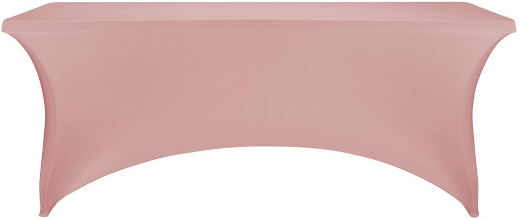 FORLIFE Spandex Table Covers - 4 Pack Fitted Tablecloths, Stretch Patio Covers, Universal for 6ft Rectangular Tables, Wedding, Banquet, Party (Dusty Rose)