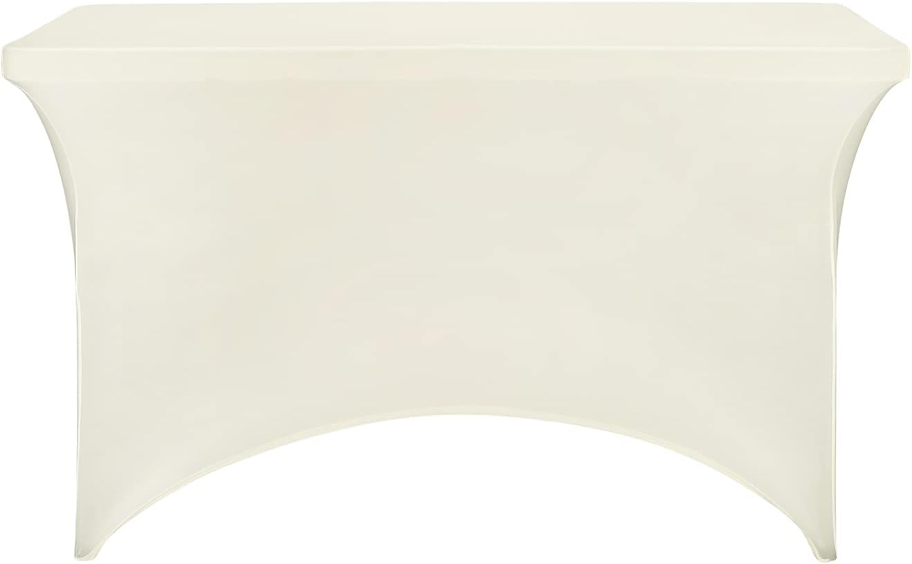 FORLIFE Spandex Table Covers，Fitted Tablecloth for Rectangular Tables, Stretch Patio Table Covers, Universal Spandex Table Cover for Wedding, Banquet, Party (4ft, Ivory)