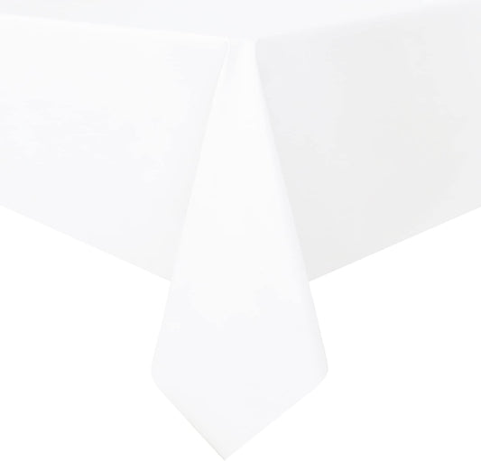 Romanstile 100% Waterproof Rectangle PVC Tablecloth, Oil Spill Proof Vinyl Table Cloth, Heavy Duty Wipe Clean Plastic Table Covers for Kitchen/Dining/Parties - 54 x 78 Inch, White