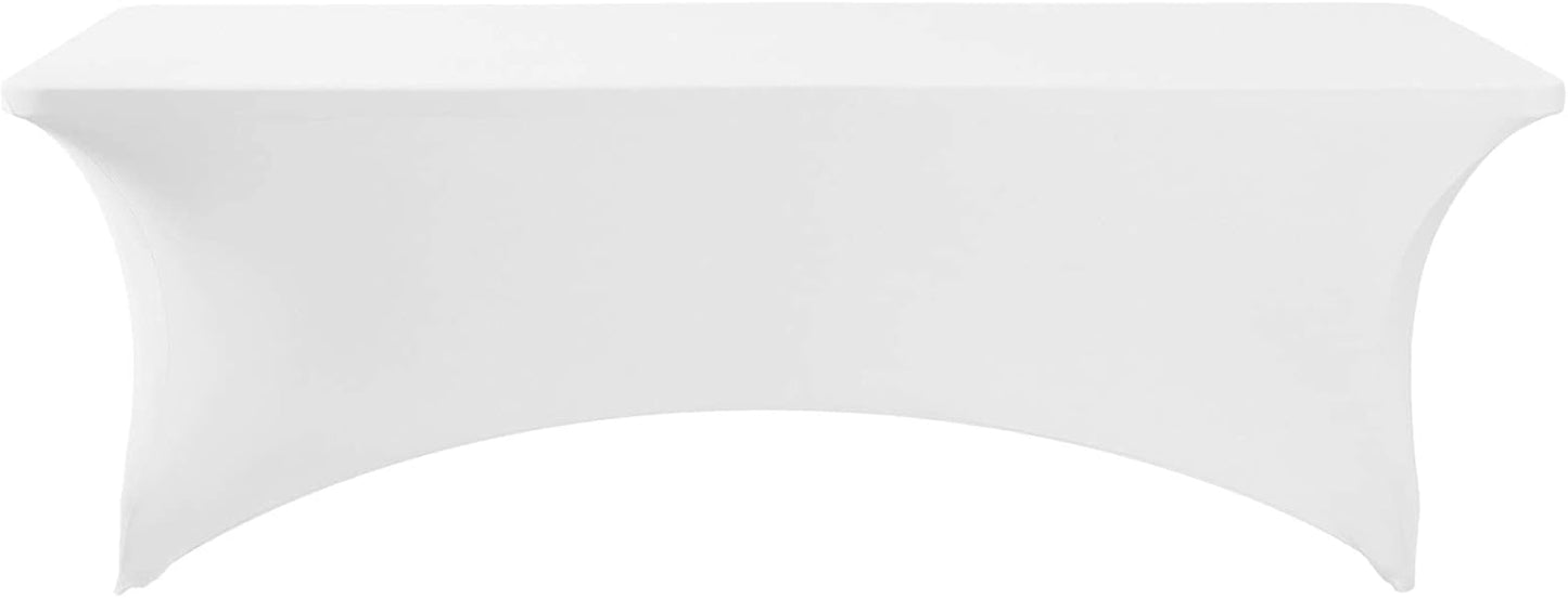 FORLIFE 2Pack Spandex Table Covers，Fitted Tablecloth for Rectangular Tables, Stretch Patio Table Covers, Universal Spandex Table Cover for Wedding, Banquet, Party (8ft, White)