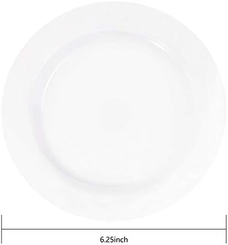 bUCLA 100Pieces White Plastic Plates - 6.25inch Disposable Plastic Appetizer/Small Cake/Salad/Dessert Plates Premium Hard, Ideal for Weddings& Parties
