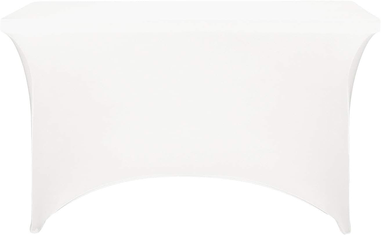 FORLIFE Spandex Table Covers - Fitted 4ft Rectangular Tablecloths, Patio Table Covers, Universal for Wedding, Banquet, Party (White)