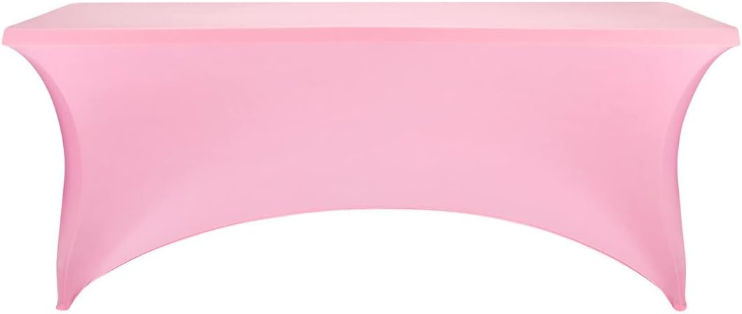 FORLIFE 2Pack Spandex Table Covers，Fitted Tablecloth for Rectangular Tables, Stretch Patio Table Covers, Universal Spandex Table Cover for Wedding, Banquet, Party (6ft, Pink)