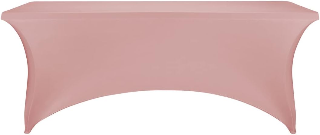 FORLIFE Spandex Table Cover - Fitted 6ft Rectangular Tablecloth, Stretch Patio Table Cover for Wedding, Banquet, Party (Dusty Pink)