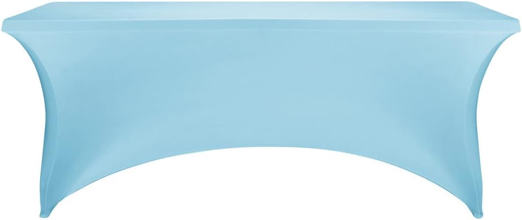 FORLIFE Spandex Tablecloth, 2 Pack 6ft Rectangular Fitted Table Covers, Universal Stretch Patio Table Covers for Wedding, Banquet, Party (Bluemist)
