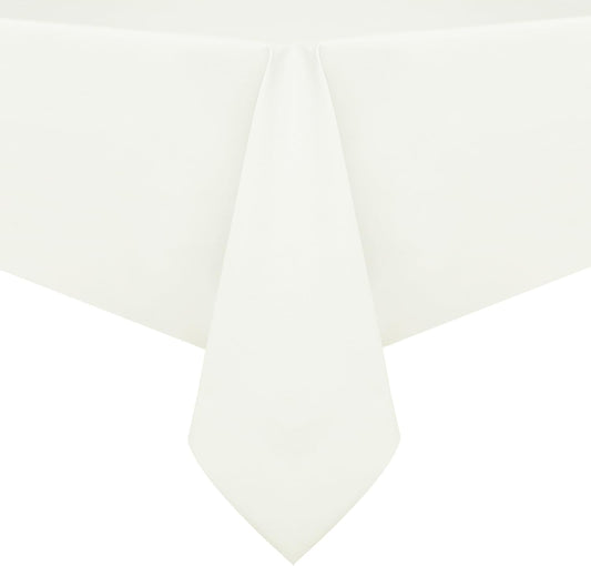 Romanstile 100% Waterproof PVC Tablecloth, Rectangle Oil Spill Proof Stain Resistant Vinyl Table Cloth, Wipe Clean Plastic Table Covers for Kitchen/Dining/Parties - 60 x 120 Inch, Ivory