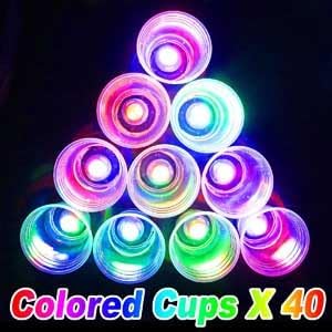 40 Pcs Glowing Party Cups,Pack with Flashing color Bright Glow-In-The-Dark Colors for House Parties Birthdays Concerts Weddings BBQ Beach DJ Holidays(16oz)