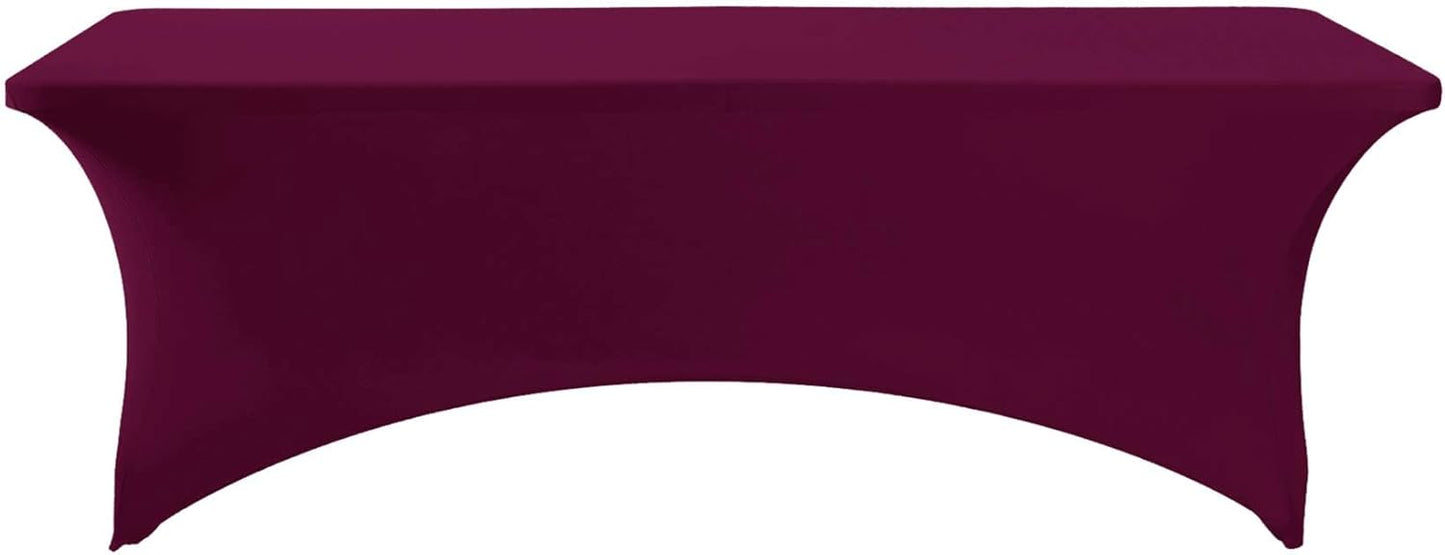 FORLIFE 2Pack Spandex Table Covers，Fitted Tablecloth for Rectangular Tables, Stretch Patio Table Covers, Universal Spandex Table Cover for Wedding, Banquet, Party (8ft, Burgundy)