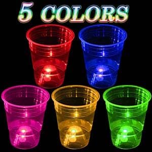 40 Pcs Glowing Party Cups for Indoor Outdoor, Cups Favors for Party Supplies, 5 Bright Multi-Color Glow in the dark Cups for Neon,Birthday,Beach,Holidays Decoration