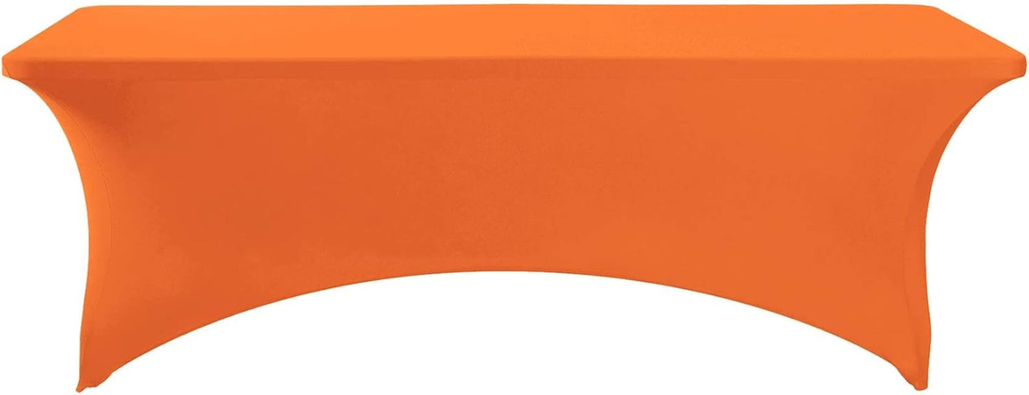 FORLIFE 2Pack Spandex Table Covers，Fitted Tablecloth for Rectangular Tables, Stretch Patio Table Covers, Universal Spandex Table Cover for Wedding, Banquet, Party (8ft, Orange)