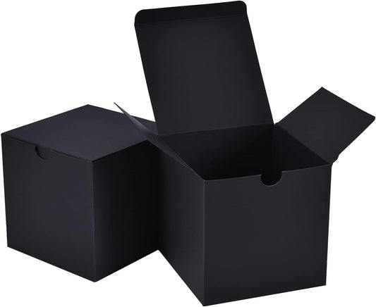 NIGNYA 50 Pack Black Gift Boxes 3x3x3 inches, Small Kraft Cardboard Gifts Boxes Paper Cube Favor Box Easy Assemble Paper Gift Box with lids for Presents Birthday Christmas Wedding Party