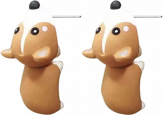 Ulobey Cute Animal Bite Ear Studs Earring Fashion Polymer Clay for Girls Women Simple Cartoon Soft Pottery Ear Studs Decors Creatives Gifts Accessories Corgi