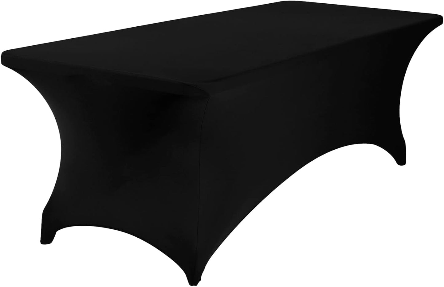 4Pack Spandex Waterproof Table Covers 8ft，Spandex 8ft Waterproof Table Cover for Party,Wedding, Banquet, and Events(Black)