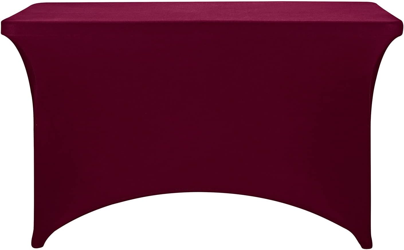 FORLIFE Burgundy Spandex Table Cover - Fitted 4ft Rectangular Tablecloth for Weddings, Banquets, Parties - Stretch Patio Cover