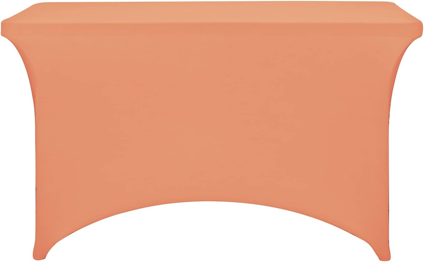 FORLIFE Spandex Table Cover - Fitted 4ft Rectangular Tablecloth, Stretch Patio Cover - Universal for Wedding, Banquet, Party (Peach)