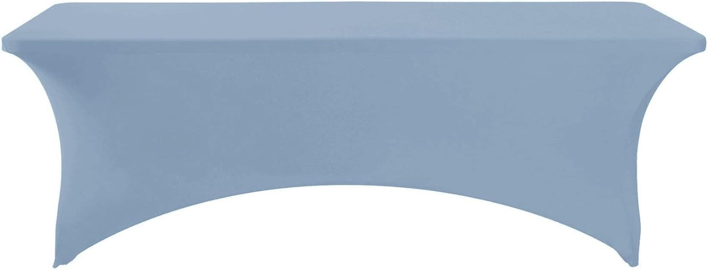 FORLIFE Spandex Table Cover - Fitted 8ft Rectangular Tablecloth, Stretch Patio Cover, Universal for Wedding, Banquet, Party - Dusty Blue