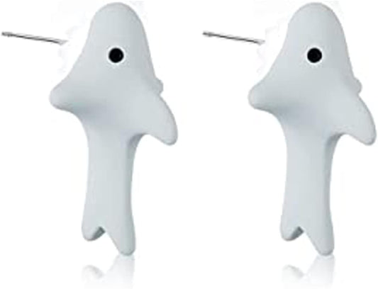 Ulobey Cute Animal Bite Ear Studs Earring - Fashion 3D Polymer Clay for Girls Women - Simple Cartoon Soft Pottery Ear Studs Decors - Creatives Gifts Accessories - Shark