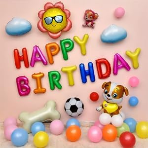 KALOR Rainbow Happy Birthday Balloons Kit with16 Inch Mylar Foil Letters Balloon and Star Balloons for Women, Men, Boys & Girls Kids Birthday Decorations Photo Backdrop