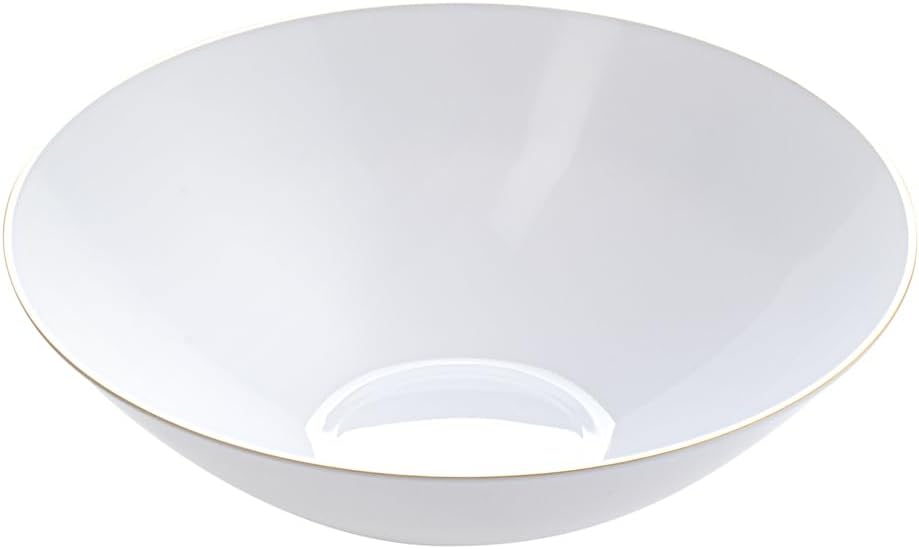 Moderna 16 Ounce Plastic Bowls, 20 Durable Disposable Salad Bowls - Gold-rimmed, Heavy-duty, White Plastic Fancy Bowls, For Warm And Cold Foods, Ideal For Restaurants - Restaurantware