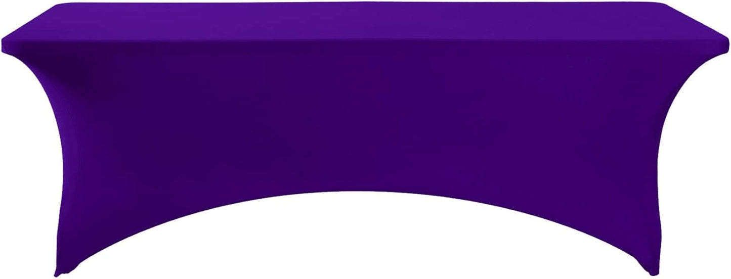 FORLIFE Spandex Table Covers，Fitted Tablecloth for Rectangular Tables, Stretch Patio Table Covers, Universal Spandex Table Cover for Wedding, Banquet, Party (8ft, Purple)
