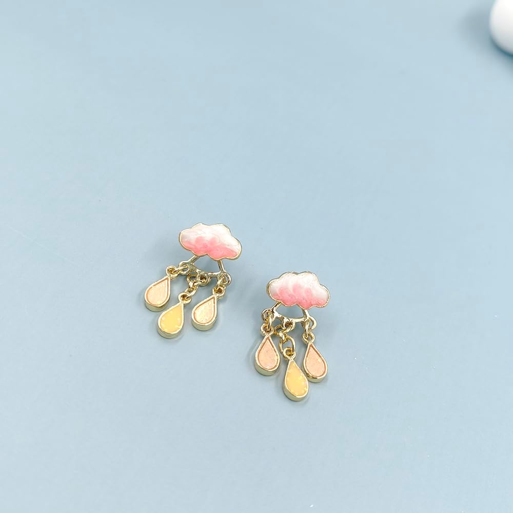 Fun Raindrop Cloud Earrings for Women Blue Rain Cloud Earrings Teardrop Tassel Dangle Earrings Interesting Weather Jewelry