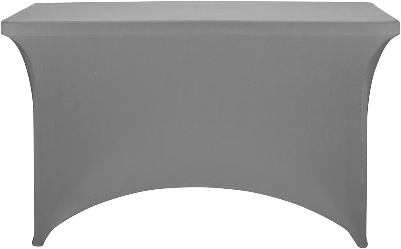 FORLIFE 2Pack Spandex Table Covers，Fitted Tablecloth for Rectangular Tables, Stretch Patio Table Covers, Universal Spandex Table Cover for Wedding, Banquet, Party (4ft, Gray)