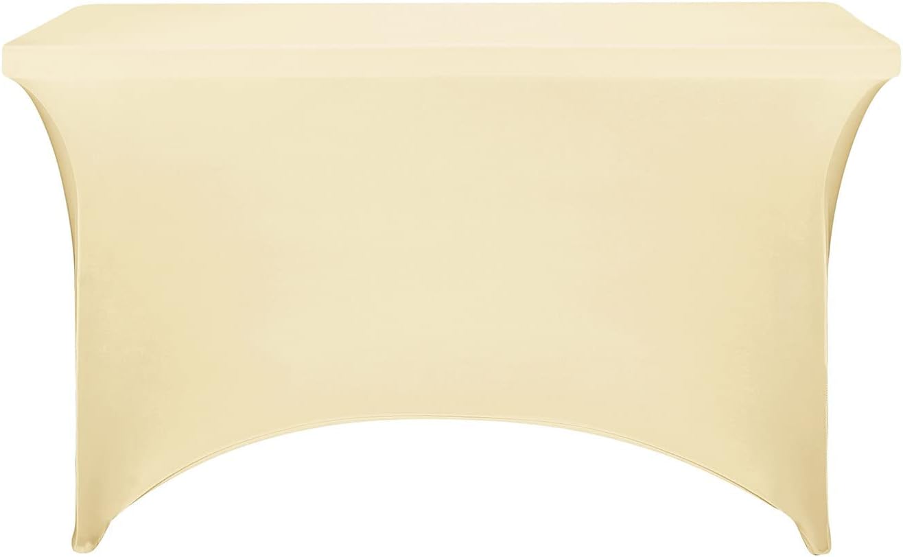 FORLIFE 2Pack Spandex Table Covers，Fitted Tablecloth for Rectangular Tables, Stretch Patio Table Covers, Universal Spandex Table Cover for Wedding, Banquet, Party (4ft, Champagne)