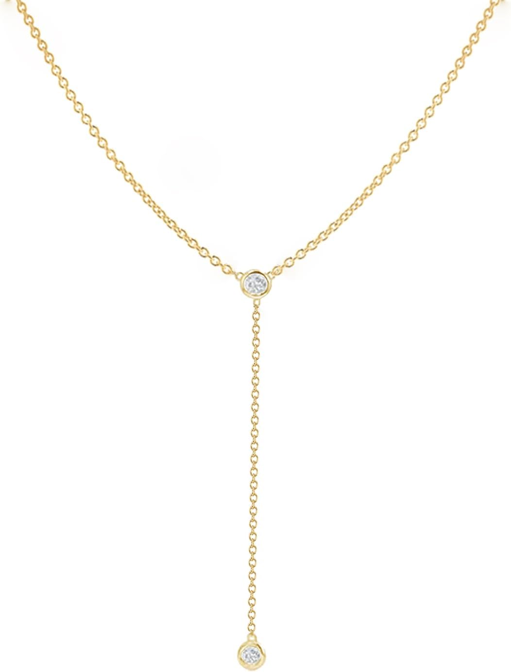 Gold Necklace for Women, Dainty Gold Long Necklaces 14k Gold Plated Prom Lariat Necklace Cute Choker Necklaces for Women Trendy Stuff Fashion Costume Gold Accessories Christmas Jewelry Gifts