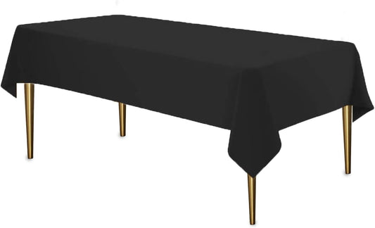Black Disposable Plastic Tablecloth for Rectangle Tables (48 Pack) Premium Decorative Table Cloths for Parties, Events & Weddings, Indoors & Outdoors, 54 x 108 inches