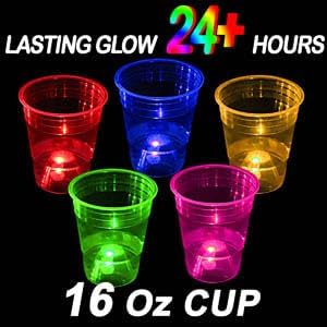 40 Pcs Glowing Party Cups for Indoor Outdoor, Cups Favors for Party Supplies, 5 Bright Multi-Color Glow in the dark Cups for Neon,Birthday,Beach,Holidays Decoration