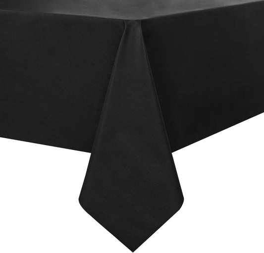 Romanstile 100% Waterproof PVC Tablecloth, Rectangle Oil Spill Proof Stain Resistant Vinyl Table Cloth, Wipe Clean Plastic Table Covers for Kitchen/Dining/Parties - 60 x 102 Inch, Black
