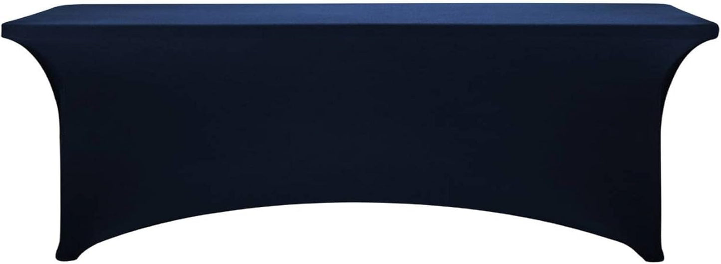 FORLIFE Spandex Table Cover - Fitted 8ft Rectangular Tablecloth, Stretch Patio Cover, Universal for Wedding, Banquet, Party (Navy)
