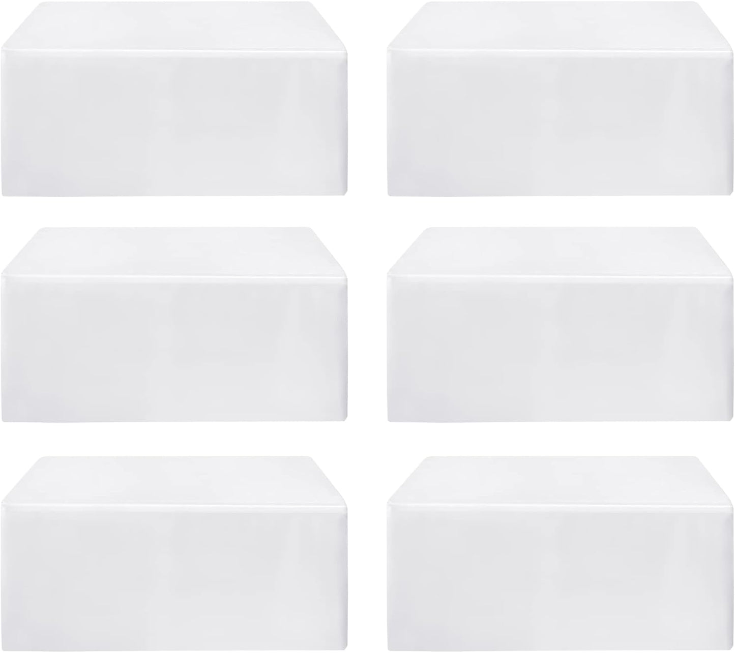 HolidayIdeas Fitted White Table Clothes - 72 x 30 Inch - 6 Pack Rectangle Table Covers for 6 Foot Tables, Polyester Fabric Tablecloths for Parties, Wedding, Trade Show, Craft Show