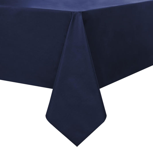 Romanstile 100% Waterproof PVC Tablecloth, Rectangle Oil Spill Proof Stain Resistant Vinyl Table Cloth, Wipe Clean Plastic Table Covers for Kitchen/Dining/Parties - 60 x 84 Inch, Navy Blue