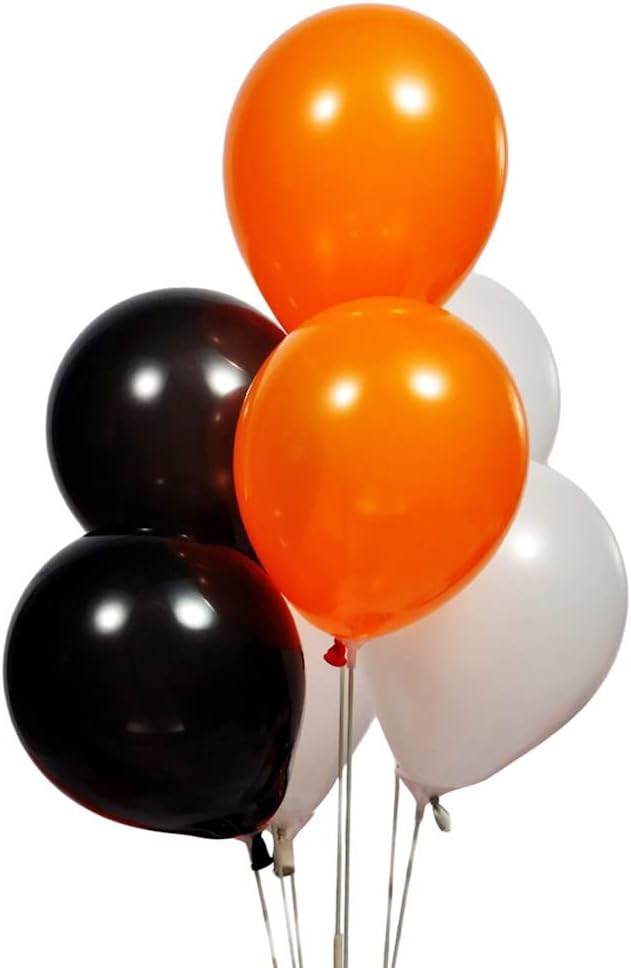 300 Pack Orange Black and White Balloons - 5 Inch Mini Orange Black and White Latex Small Balloons - 100 of Each of 3 Colors for Halloween Party Balloon Arch Garland Assorted Colors Decorations