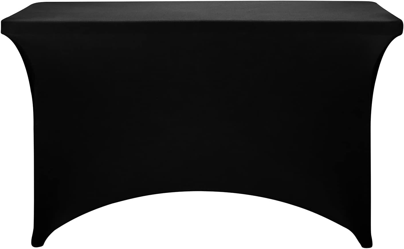 FORLIFE Spandex Table Cover - Fitted 4ft Rectangular Tablecloth, Stretch Patio Cover, Universal for Wedding, Banquet, Party (Black)