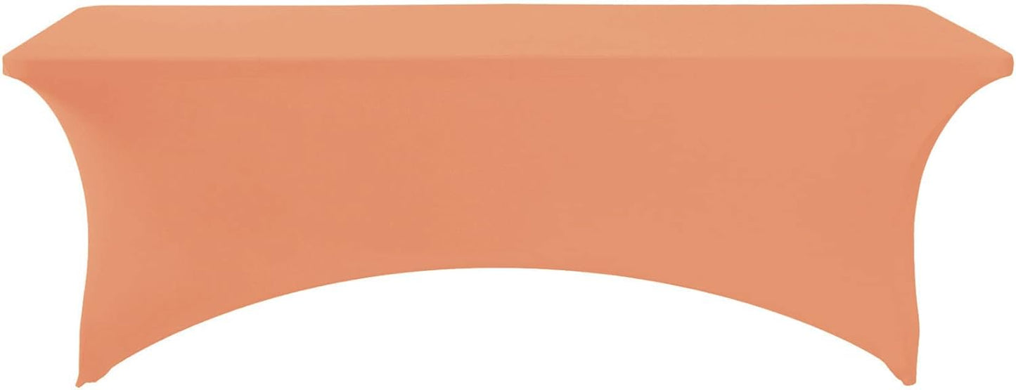 FORLIFE Spandex Table Cover - Fitted 8ft Rectangular Tablecloth, Stretch Patio Cover, Universal for Wedding, Banquet, Party (Peach)