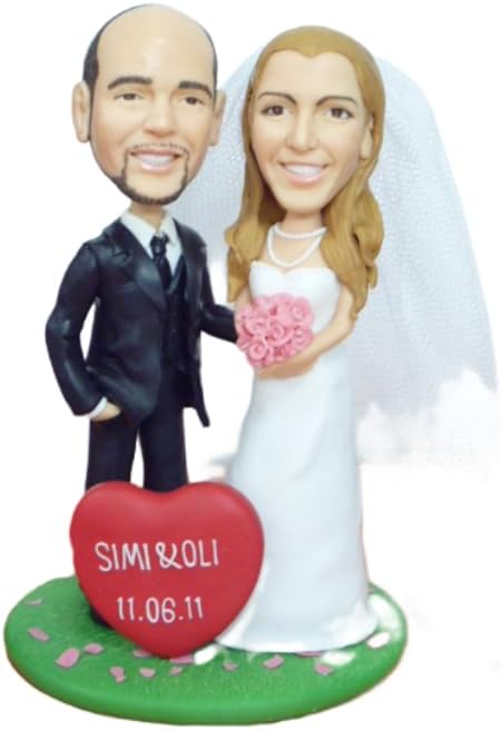 Custom Bobblehead Figurine For Groom and Bride Fully Customizable wedding cake topper， Wedding Couple Custom dolls, personalized custom bobbleheads sculpture holiday gifts ，Wedding anniversary doll