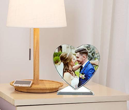 Crystal Custom Color Picture - Personalized Heart Shape Crystal Photo Frames, Birthday, Anniversaries, Wedding Gifts, Gifts for Girlfriend, Mother, Couples, Husband, Wife, Women, Her, Parents