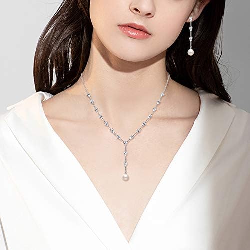 EleQueen Women's Simulated Pearl Wedding Jewelry Set, Cubic Zirconia Marquise Floral Bridal Necklace Earrings Bracelet Sets