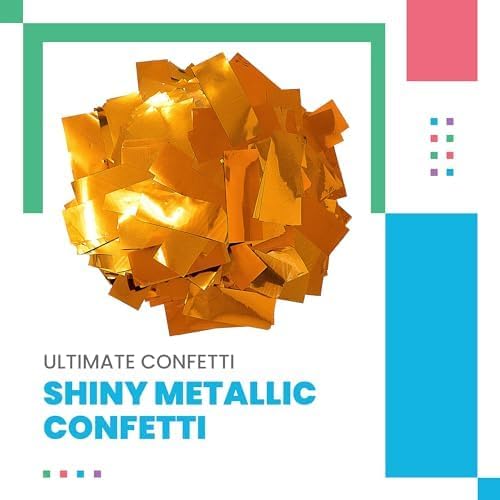 Ultimate Confetti, Rectangular Orange Mylar Shiny Foil Metallic Confetti for Cannon and Launcher use - Gender Reveal Confetti for Wedding, Parties, Mother’s Day and Live Events - 30 lb, 480 oz