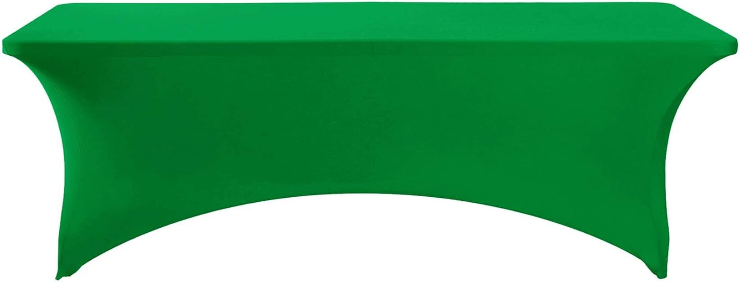 FORLIFE 4Pack Spandex Table Covers，Fitted Tablecloth for Rectangular Tables, Stretch Patio Table Covers, Universal Spandex Table Cover for Wedding, Banquet, Party (8ft, Emerald)