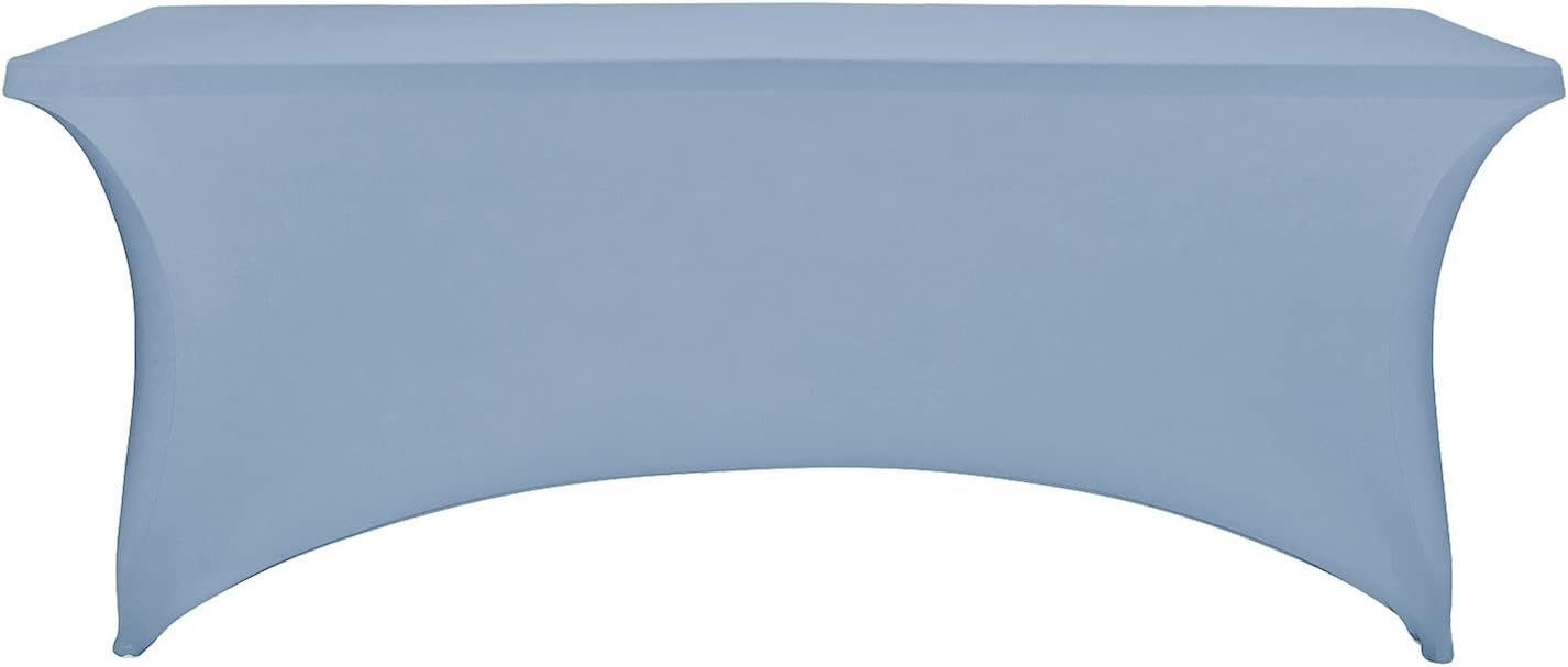 FORLIFE Spandex Table Cover - Fitted 6ft Rectangular Tablecloth, Stretch Patio Table Cover for Wedding, Banquet, Party - Dusty Blue