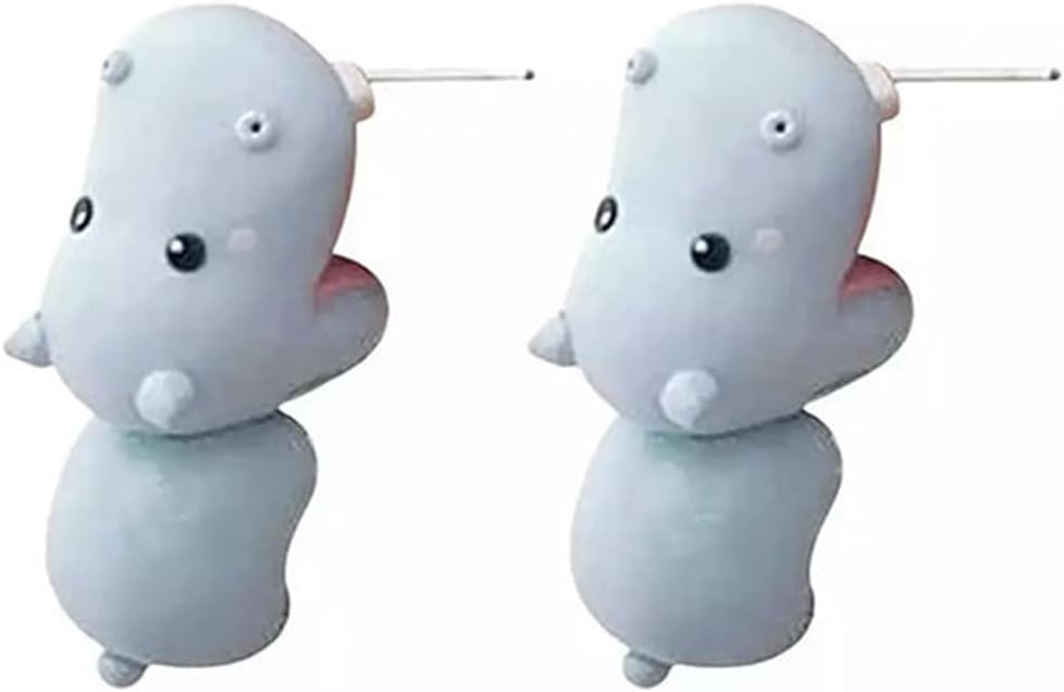 Ulobey Cute Animal Bite Ear Studs Earring - Fashion 3D Polymer Clay for Girls Women - Simple Cartoon Soft Pottery Ear Studs Decors - Creatives Gifts Accessories - Hippo